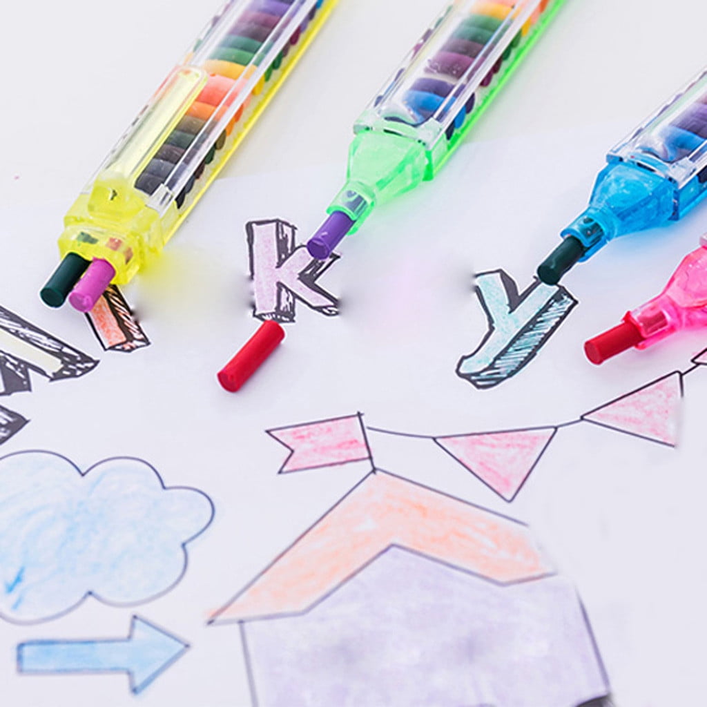 4Pcs Colors Crayon Set,Pieces Stackable Crayons Buildable Rainbow Glitter Crayon for Drawing Learning and Art Class Supplies 5ml