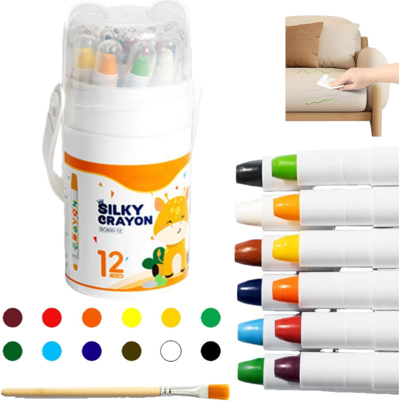 12/24/36/48 Colors Silky Crayons, Twistable Washable Gel Crayons, Quick-Drying Smooth Glide Rotary Crayons with Easy Grip for Drawing & Coloring