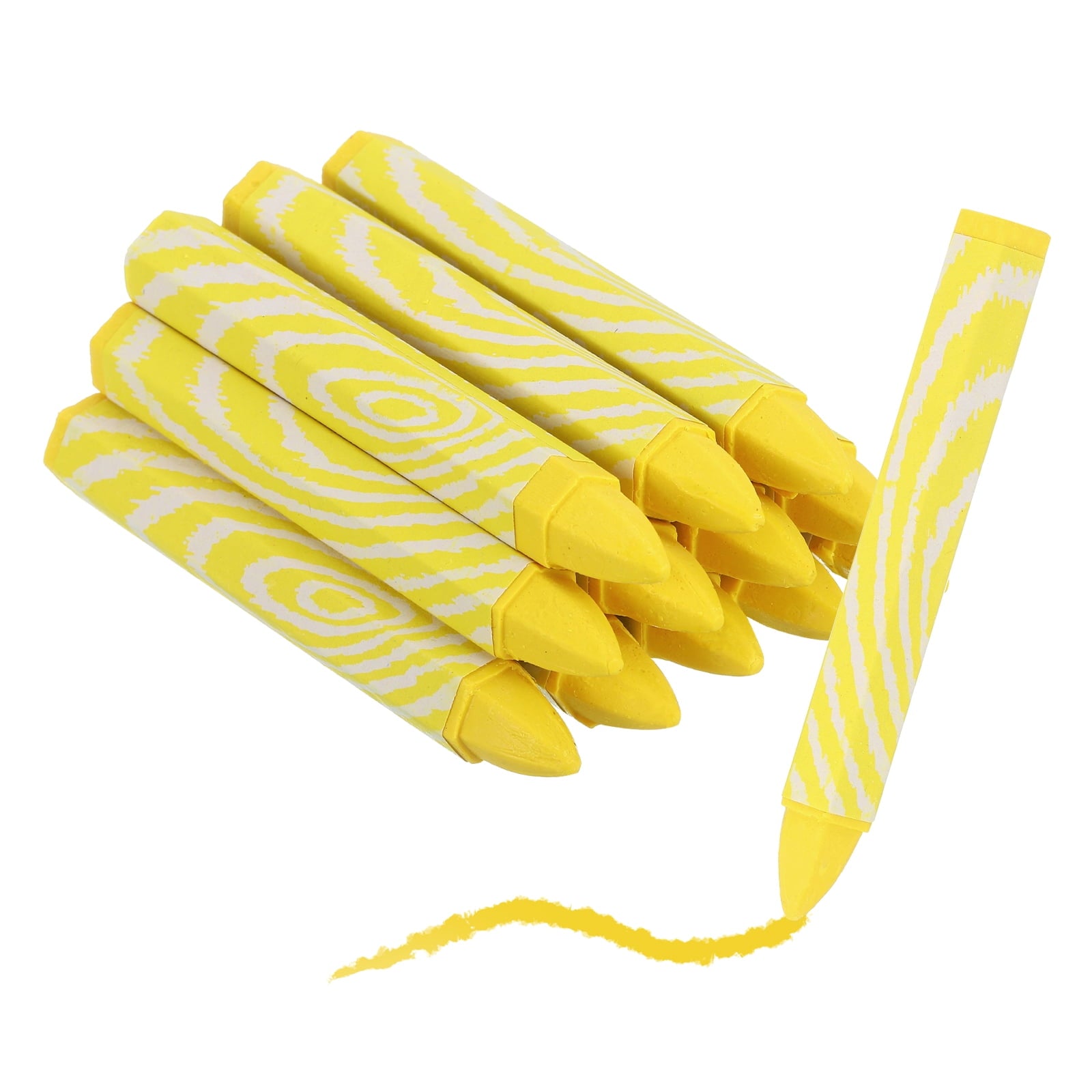 12Pcs Lumber Marking Crayons, 4.1" x 0.6" Hex Wax Tire Marker Pen Drawing Crayons for Wood Metal(Yellow)
