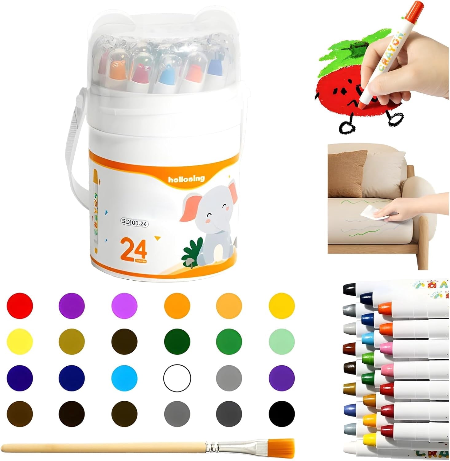 2026 New Twist Crayons: The Ultimate Mess-Free Art Set,12/24/36/48 Color Rotary Washable Crayons, Super Quick Drying, Multicultural Pastel Gel Crayon, Easy Grip Coloring Gift (24 Color)