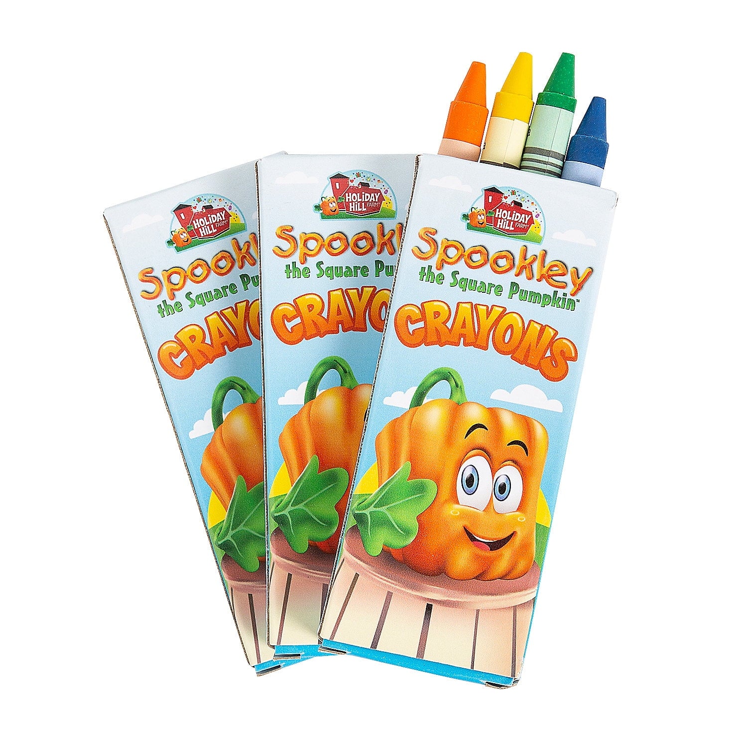 3 1/2" 4-Color Spookley the Square Pumpkin Crayons - 24 Pieces