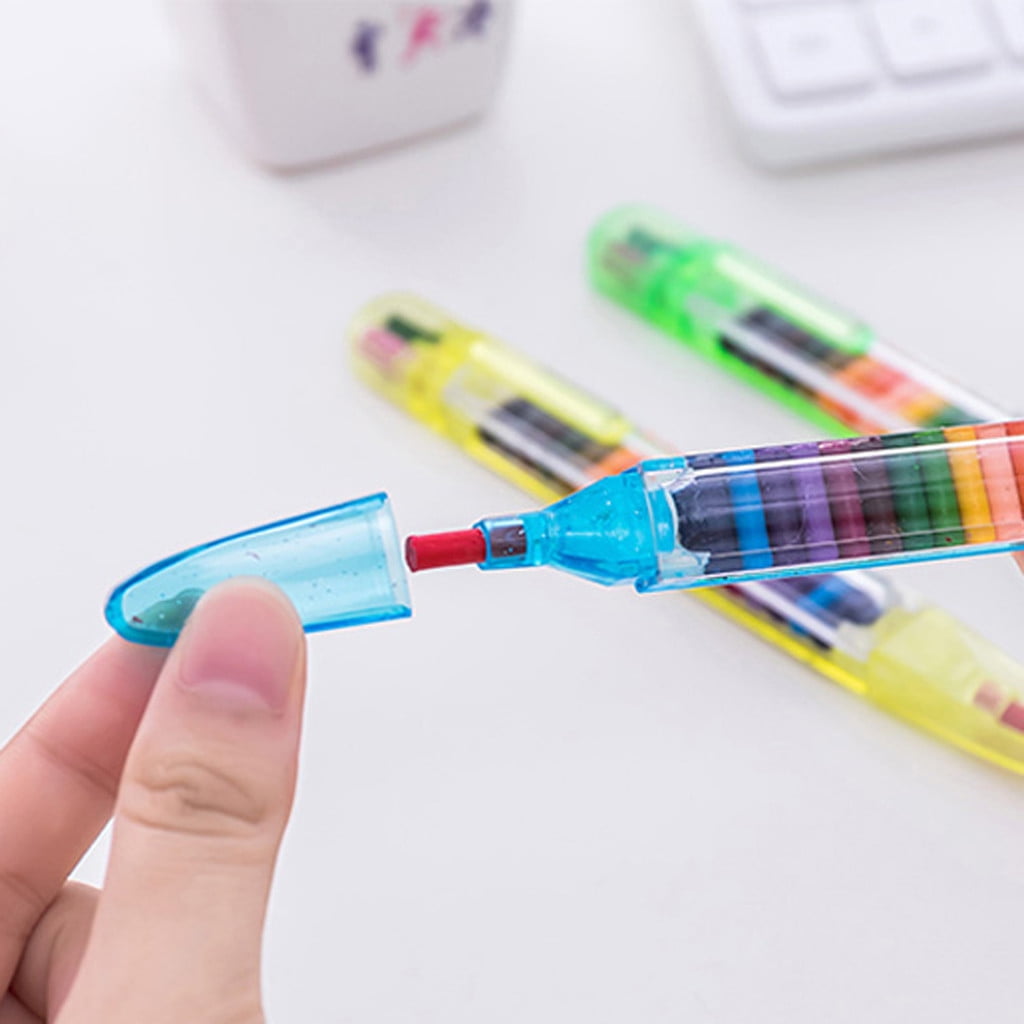 4Pcs Colors Crayon Set,Pieces Stackable Crayons Buildable Rainbow Glitter Crayon for Drawing Learning and Art Class Supplies 5ml