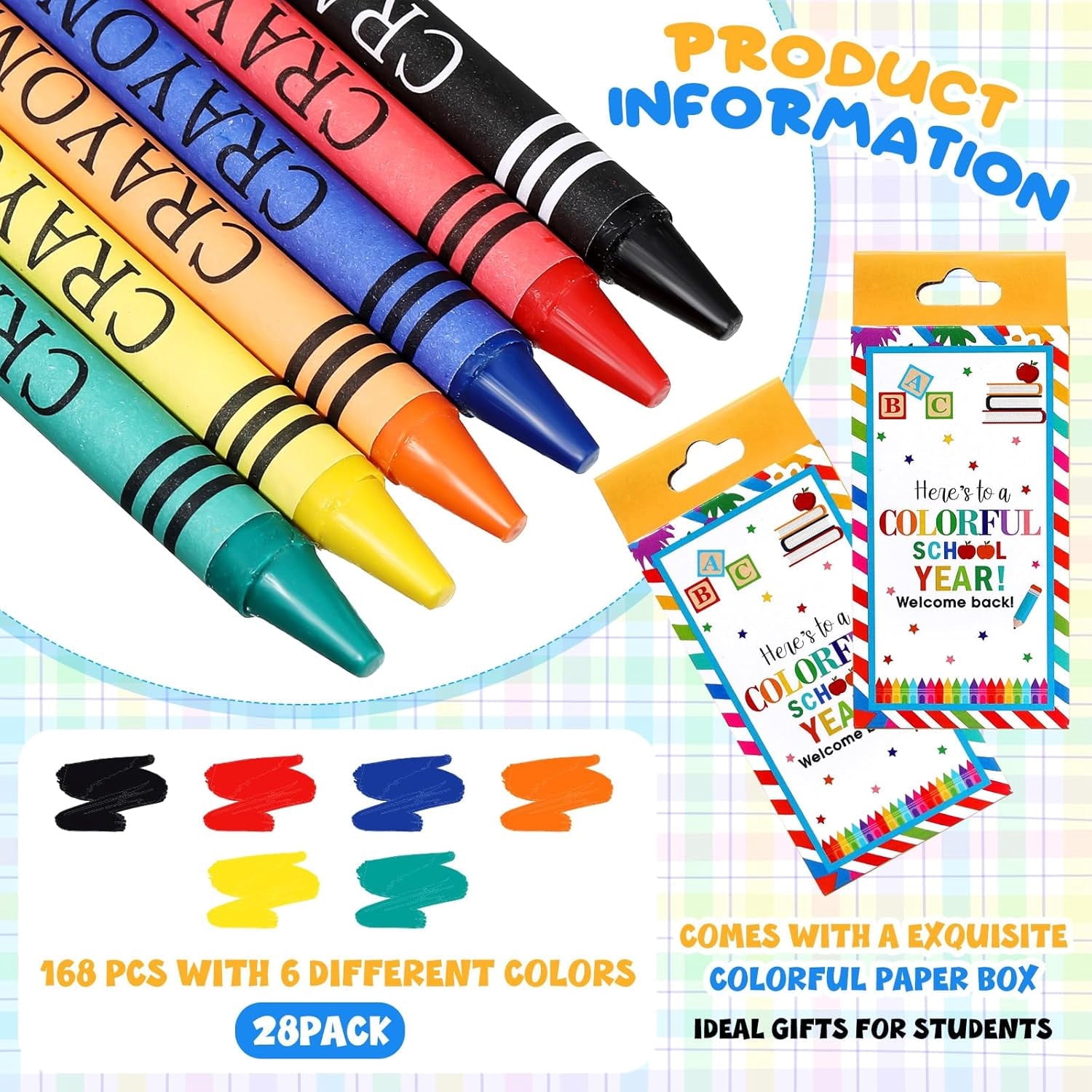 28 Packs 6 Colors Crayons Bulk Christmas Bright Color Individual Packs Assorted Colors Art Set for Adults  Supplies