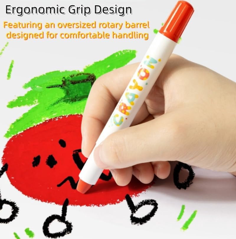 12/24/36/48 Colors Silky Crayons, Twistable Washable Gel Crayons, Quick-Drying Smooth Glide Rotary Crayons with Easy Grip for Drawing & Coloring