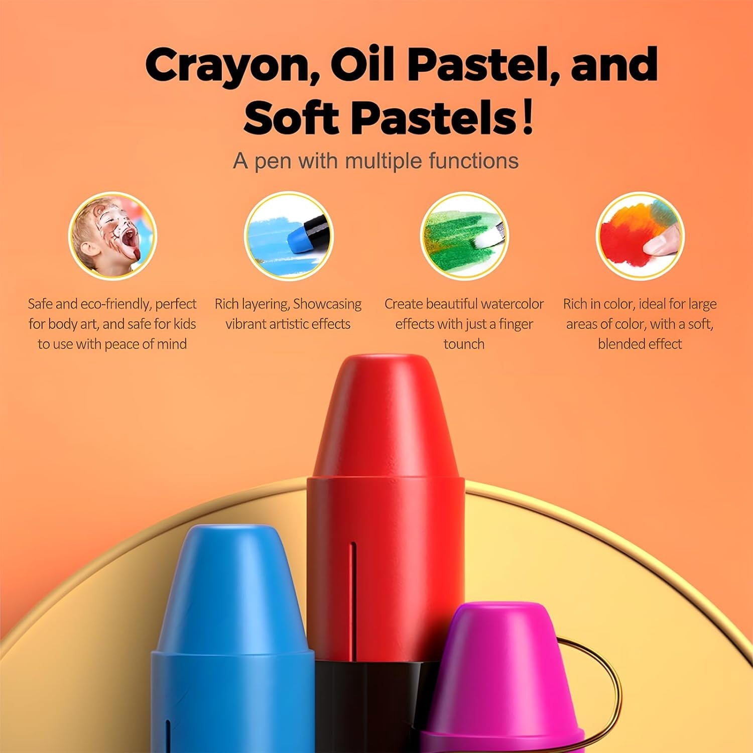 2026 New Twist Crayons: The Ultimate Mess-Free Art Set,12/24/36/48 Color Rotary Washable Crayons, Super Quick Drying, Multicultural Pastel Gel Crayon, Easy Grip Coloring Gift (24 Color)