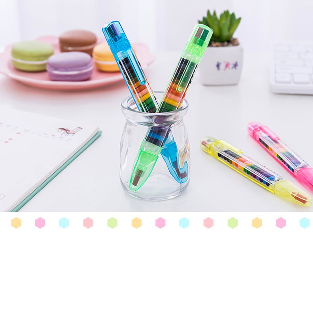 4Pcs Colors Crayon Set,Pieces Stackable Crayons Buildable Rainbow Glitter Crayon for Drawing Learning and Art Class Supplies 5ml