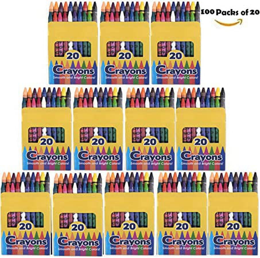 100 Pack of Crayons Containing 20 Crayons Per Box for Coloring - 2000 Count Crayons Total