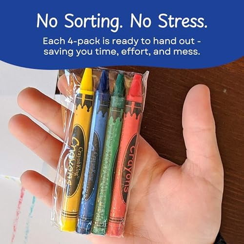 25 Sets of 4-Packs (100 Bulk Crayons) – Non-Toxic, Individually Wrapped, Perfect for Parties, Restaurants, Classrooms & More