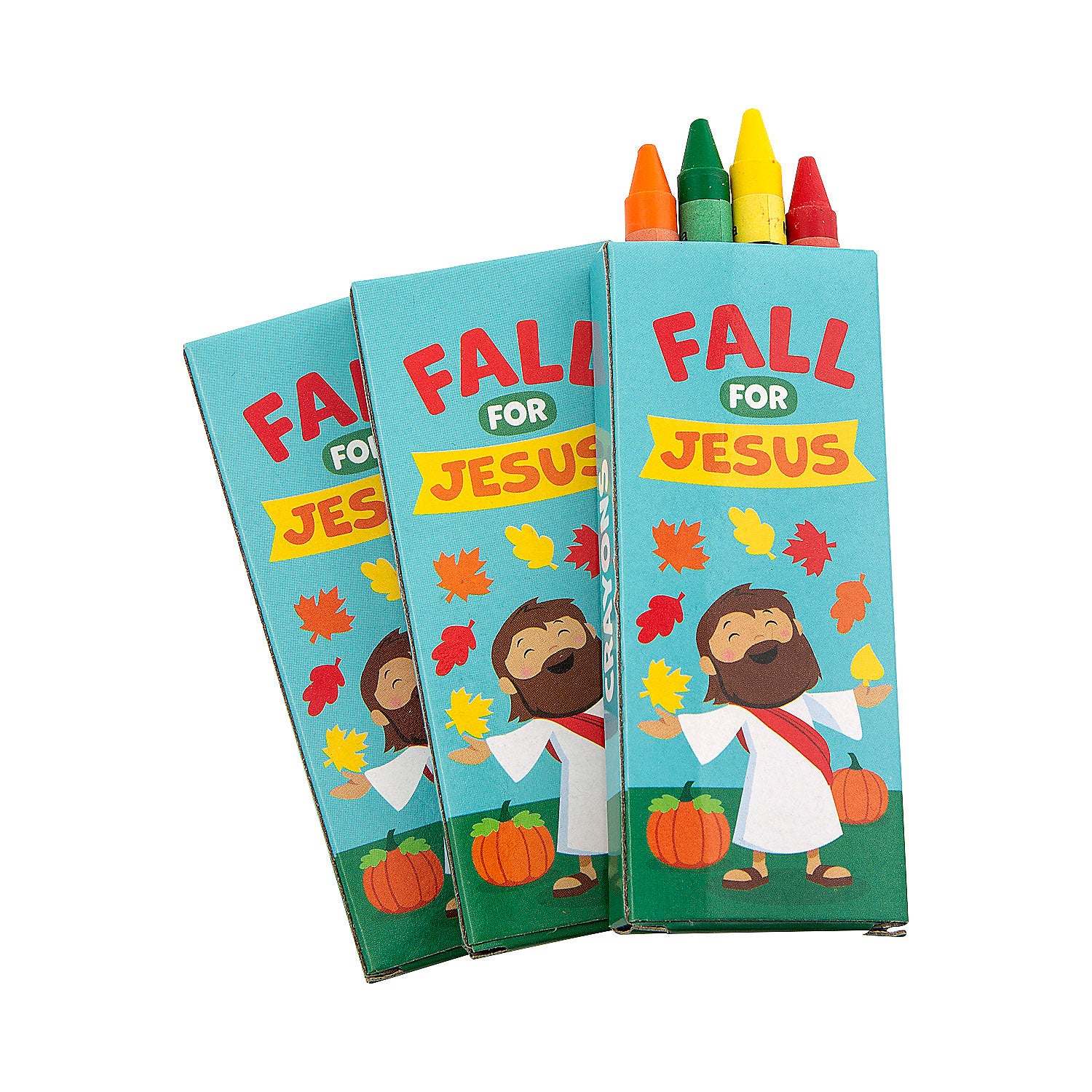 4-Color Religious Fall Crayons - 24 Pieces
