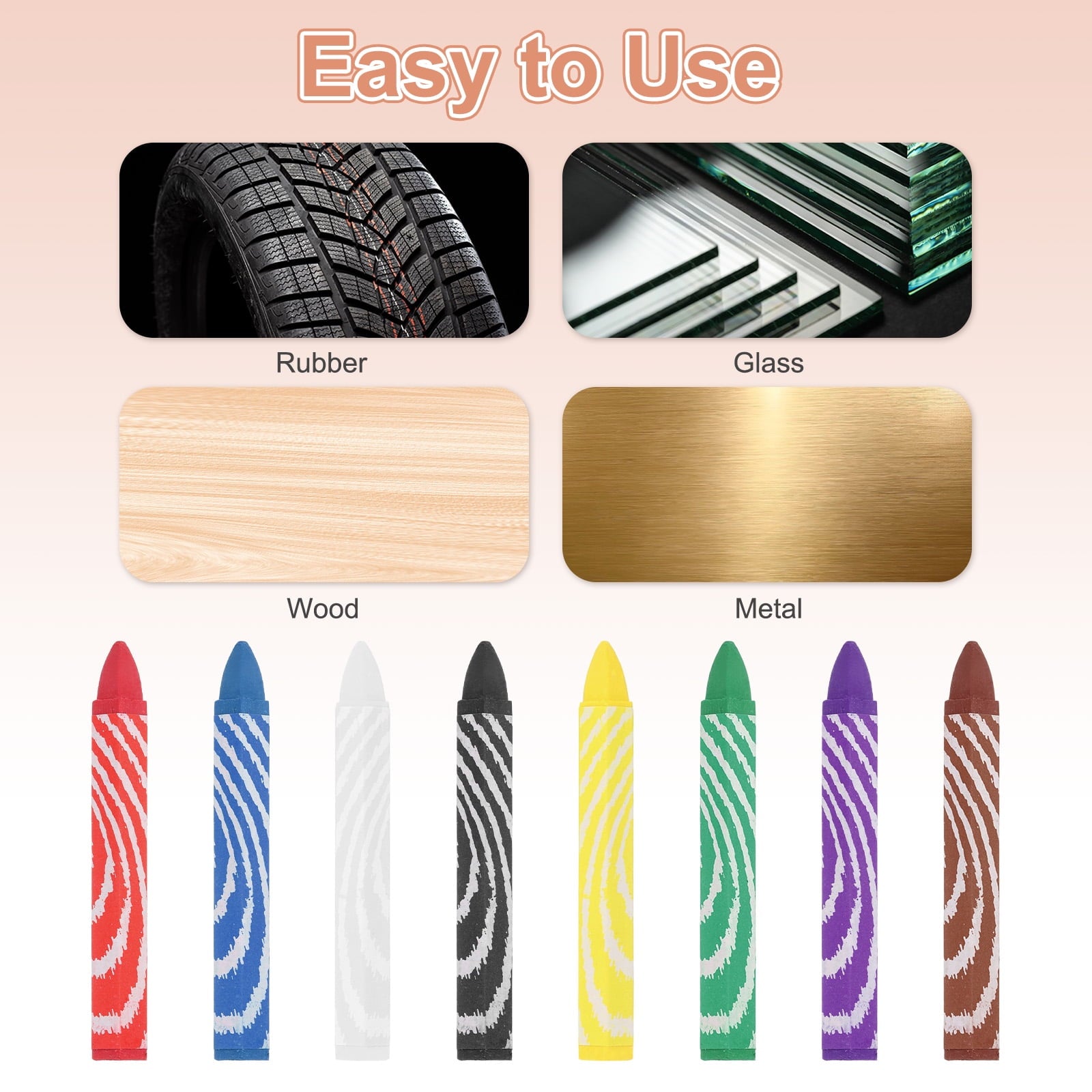 12Pcs Lumber Marking Crayons, 4.1" x 0.6" Hex Wax Tire Marker Pen Drawing Crayons for Wood Metal(Yellow)