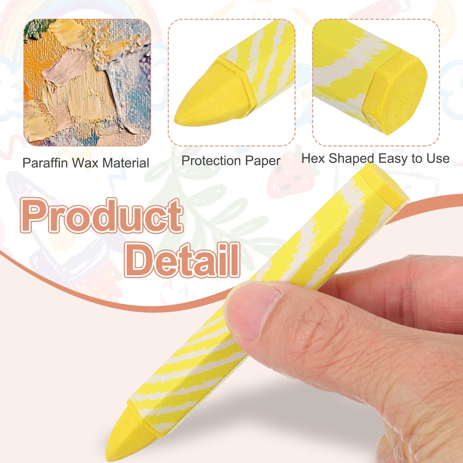 12Pcs Lumber Marking Crayons, 4.1" x 0.6" Hex Wax Tire Marker Pen Drawing Crayons for Wood Metal(Yellow)