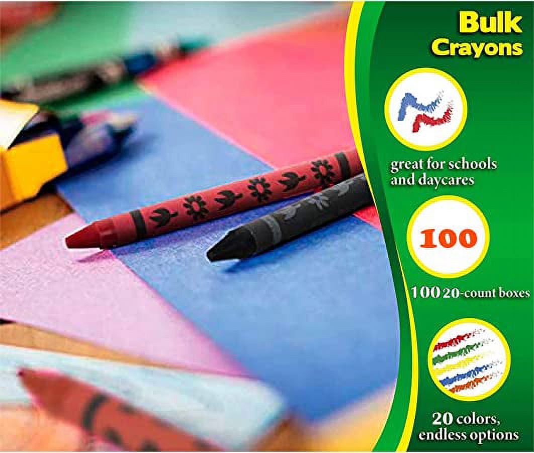 100 Pack of Crayons Containing 20 Crayons Per Box for Coloring - 2000 Count Crayons Total