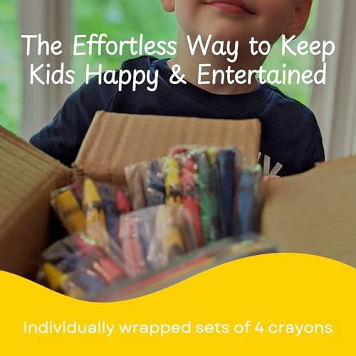 25 Sets of 4-Packs (100 Bulk Crayons) – Non-Toxic, Individually Wrapped, Perfect for Parties, Restaurants, Classrooms & More