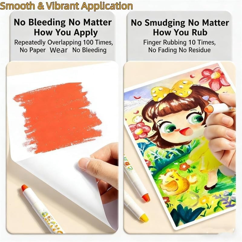 12/24/36/48 Colors Silky Crayons, Twistable Washable Gel Crayons, Quick-Drying Smooth Glide Rotary Crayons with Easy Grip for Drawing & Coloring